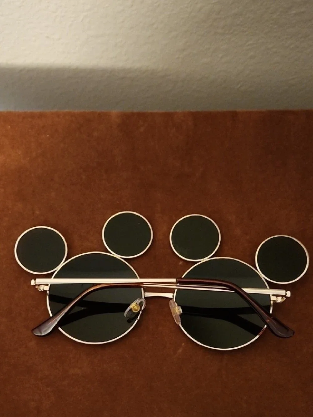 Disney Brown Round Mickey Ear Sunglasses with Gold Frame